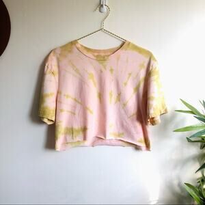 Custom tie dyed crop top | lime green pink | SMALL